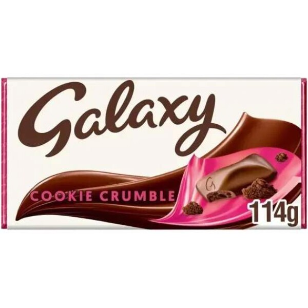 Galaxy Cookie Crumble mléčná čokoláda s kousky sušenek 114 g
