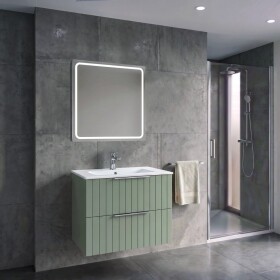 SAPHO - SET koupelnová skříňka CIRASA 70cm s umyvadlem a LED zrcadlem, 2x zásuvka, verde KSET-101