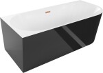 MEXEN/S - Mia volně stojící rohová vana levá 160 x 75, bílá/černá, sifon a přepad měď kartáčovaná 52691607575L-65
