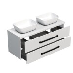 Koupelnová skříňka s černou úchytkou a krycí deskou SAT Cube Way 120x71x46 cm bílá lesk CUBE46C1203BISAT45 CUBE46C1203BISAT45