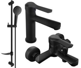 MEXEN - Saber DF05 Set umyvadlové a vanové baterie s příslušenstvím, černá 72103DF05-70