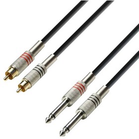 Adam Hall K3TPC0100 audio kabel [2x cinch zástrčka - 2x jack zástrčka 6,3 mm (mono)] 1 m černá