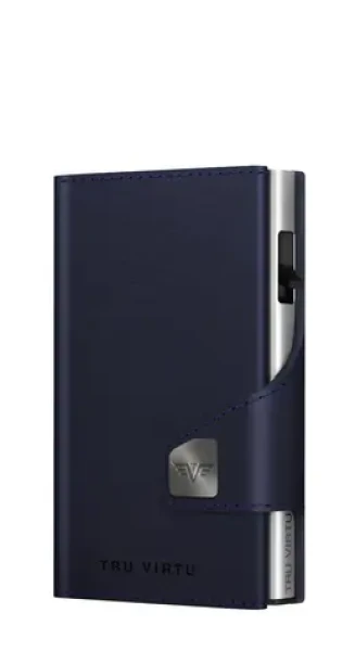 TRU VIRTU Click Slide Vegan Bio Apple tmavě modrá/stříbrná / Peněženka / RFID ochrana / veganská kůže / 12 karet (24106210112)
