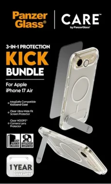 PanzerGlass Bundle Kick 3v1 pro iPhone 17 Air / Ochranná sada / Temperované sklo + PET + silikon (CR83130)