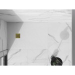 MEXEN/S - Stone+ obdélníková sprchová vanička 130 x 90, bílá, mřížka zlatá 44109013-G