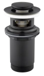 JB Sanitary Umyvadlová výpusť 5/4" s přepadem, malá zátka, ČERNÉ provedení VK10