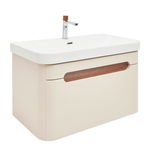 Koupelnová skříňka s umyvadlem a baterií SAT Fusion 77,5x43x45 cm pískově béžová mat SATFUSION80BEMWBA SATFUSION80BEMWBA