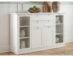 Vysoká komoda s prosklením Landwood, bílá