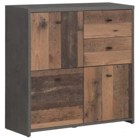 Komoda BEST CHEST old wood vin/beton 3D2S SQNK223-C764