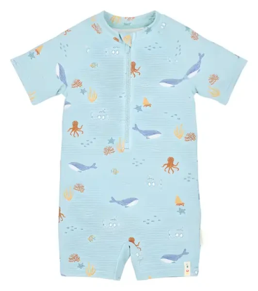 Little Dutch Plavky krátký rukáv Ocean Friends vel. 62/68 / Kojenecké plavky / Recyklovaný nylon (CL26030205LD)