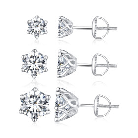 Elenys stříbrné pozlacené peckové náušnice Brilla s moissanitem 18K bílé zlato Karátová váha a velikost kamene: 1.0 ct / průměr 6.5 mm