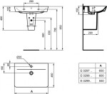 IDEAL STANDARD - Connect Air Umyvadlo Cube 55x46x16 cm, s přepadem, otvor pro baterii, s Ideal Plus, bílá E0299MA