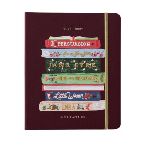 Rifle Paper Co. Akademický diář na 17 měsíců 2026/2027 Ladies Night Book Club, hnědá barva, papír, textil