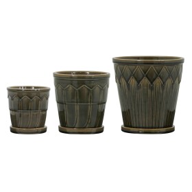 House Doctor Keramický květináč s podmiskou Cora Grey S, šedá barva, keramika