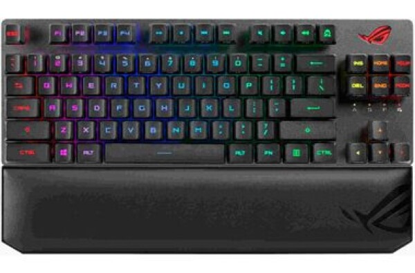 ASUS ROG Strix Scope RX TKL WD (FR) černá / Herní klávesnice / USB-A+BT 5.2+RF 2.4GHz / ROG RX RED / RGB / FR layout (90MP02J0-BKFA00)