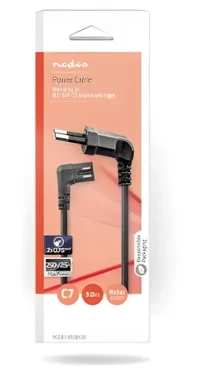 Nedis napájecí kabel Euro - IEC-320-C7 úhlový vlevo černá / Napájecí kabel / 3 m (PCGB11055BK30)