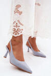 Dámské sandály na podpatku s imitací semiše modré Saria 39