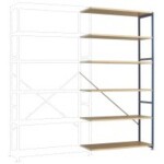 Manuflex RP1344.5021 základní modul regálu oddělení , (š x v x h) 1470 x 2500 x 800 mm, ocel, dřevěná podlaha, vodní mod