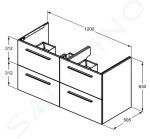 IDEAL STANDARD - i.Life B Umyvadlová skříňka 120x63x51 cm, 4 zásuvky, matná bílá T5278DU