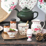 GREEN GATE Latte cup Carty White 300 ml, zelená barva, porcelán 300ml