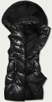 Lesklá černá vesta s kapucí (B8025-1) černá XXL (44)