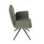 Židle jídelní, zelená látka, 360° vratný mechanismus, černý kov