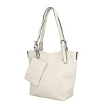 Stylová dámská koženková kabelka na rameno Lucida, krémová