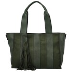 Trendy dámská koženková kabelka na rameno Marga, tmavě zelená