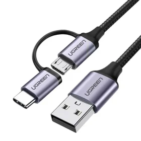 UGREEN US177 Nabíjecí kabel USB-A (M) - USB-C/microUSB 1 m černá / QC3.0 (30875)