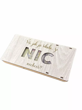 Mdeco Dřevěná krabička na peníze 20x10cm žíhaná - Víš jak si říkala