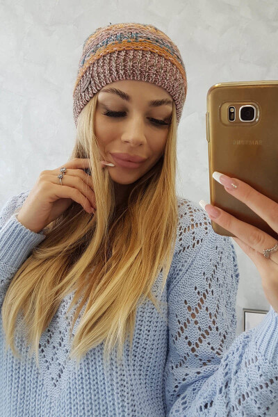 Fleecová čepice Patrycja K254 hořčicová+hnědá UNI
