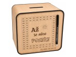 Mdeco Dřevěná pokladnička škrtací + fixa - Až se něco posere - 20x20cm