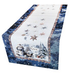 DumDekorace Vánoční gobelínový ubrus s lurexem - Sněhulák a sněhové vločky Šířka: 90 cm | Délka: 90 cm