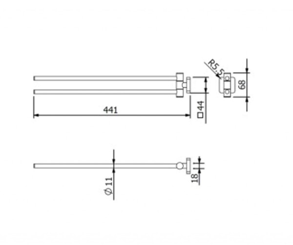 KLUDI - Vela S Dvojitý držák na ručníky, matná černá 2597739