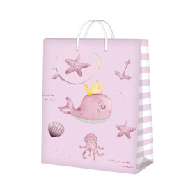 Dárková taška velká - Narození holčičky velryba (26 × 12,7 × 32,4 cm) - Albi
