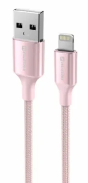SWISSTEN TEXTILE II datový kabel USB - Lightning 1.5m růžová (71523311)