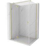 MEXEN/S - Mist H T sprchový kout dveře křídlové levá 90 x 80, transparent, zlato kartáčovaná 8A5T-090-080-55-00-L