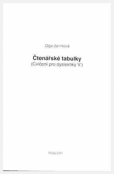 Čtenářské tabulky - Cvičení pro dyslektiky V. Dys