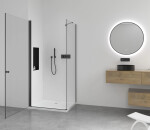CERANO - Sprchový kout Antelo L/P - 6 mm - černá matná, transparentní sklo - 80x70x190 - otočný CER-8050BD7501