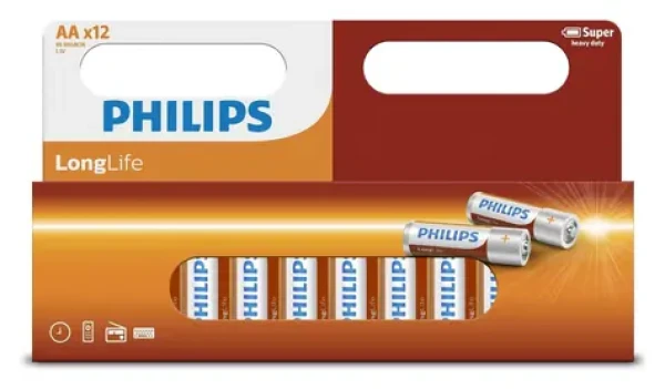 Philips R6L12W/10 LongLife / Baterie / AA (R6) / Zinkochloridová / 12 ks (6959033841217)