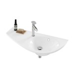 RAVAK - Avocado Umyvadlo 85x45 cm, s přepadem, s otvorem pro baterii, odkládací plocha vlevo, bílá XJ1L1100000