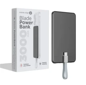 Mobile Origin Blade PowerBank 3000mAh šedá / 2x USB-C / MagSafe (PBB-3KC-GRY)