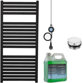 CERANO Koupelnový elektrický radiátorový set Vincenzo - WIFI - 300W - černá matná - 970x450 mm