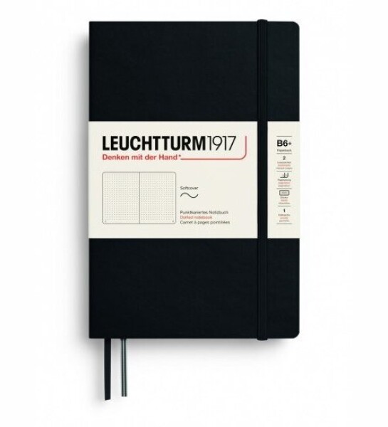 Leuchtturm1917 Zápisník Black Softcover B6+ tečkovaný