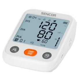 SENCOR SBP 1150WH bílá / digitální tlakoměr / krevní tlak tep / paměť 2x99 míst / displej 70 × 82 mm / 4x AAA (8590669352968)