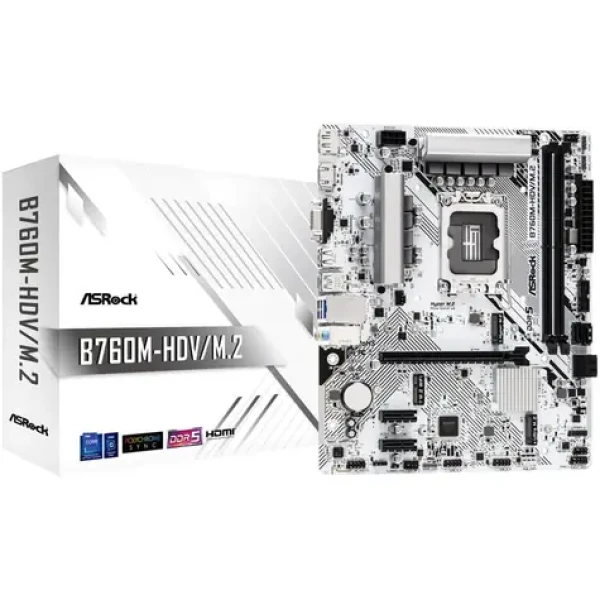 ASRock B760M-HDV/M.2 / B760M / LGA 1700 / 2x DDR5 / 2x PCIex16 / 2.5GLAN / mATX (90-MXBMJ0-A0UAYZ)