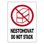 Výstražné etikety 74x105mm, NESTOHOVAT / DO NOT STACK