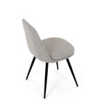 Židle jídelní, krémová látka, 360° otočný mechanismus, černý matný lak, kovové nohy