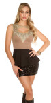 Trendy top Koucla s peplum a krajkou CAPPUCCINO L