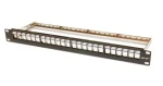 Lexi-net Modulární patch panel 24 portů černý / Patch panel / 19" / 1U / vyvazovací hřebínek (PATCHP24PNEOU/F)